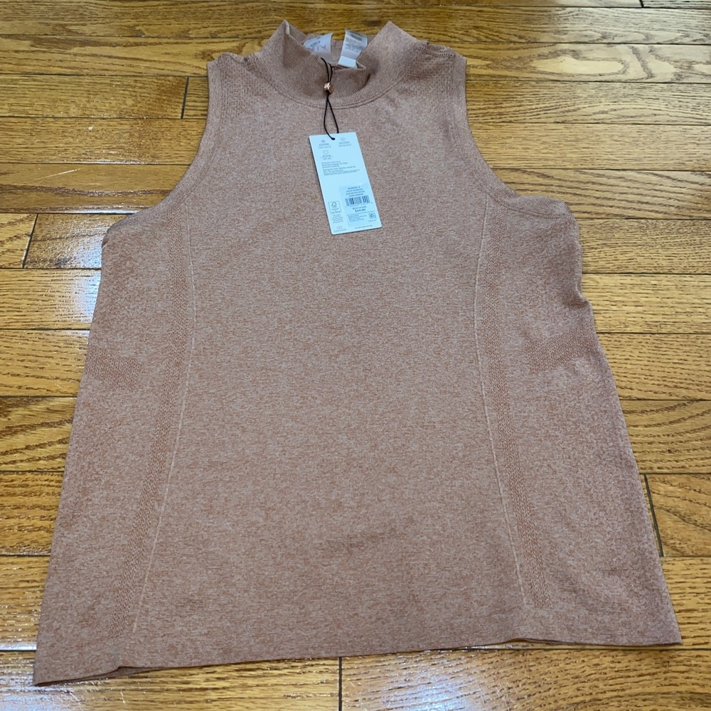 Calia Focus Seamless Sleeveless Mock Neck Top Small Women's Golf Dark Orange